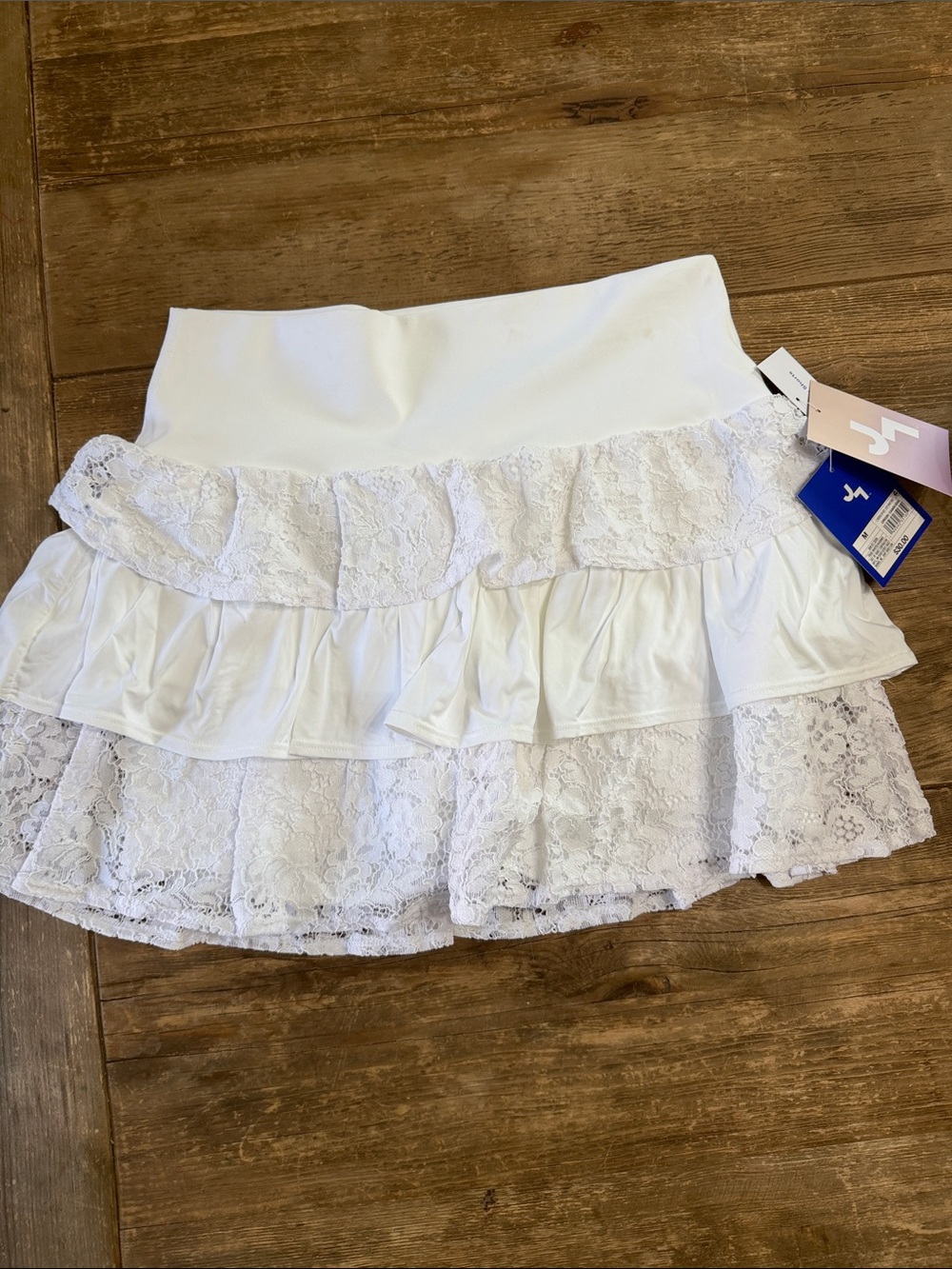 JoyLab White Lace Tiered Ruffle Mini Skort